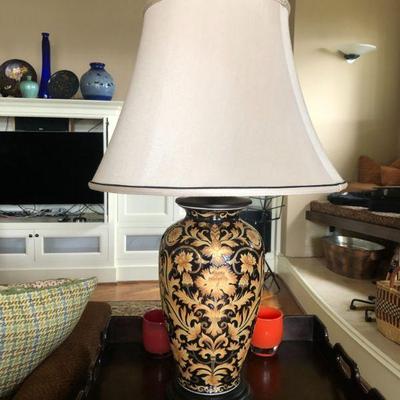 Black and Gold Tone Lamp - 29in Tall.