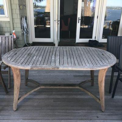 Teak Patio Table. L  64.1/2in | W 38.1/2in | H 29in