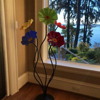 Glass Poppy’s approximately  4'5" Tall and each flower disc is approximately 10" in diameter. Designed and Created by...