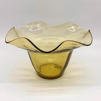 Blown amber glass bowl