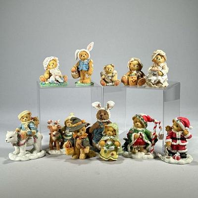 (12pc) Cherished Teddies Figurines | Various holiday figurines by Cherished Teddies and P. Hillman, including Christmas, Easter,...