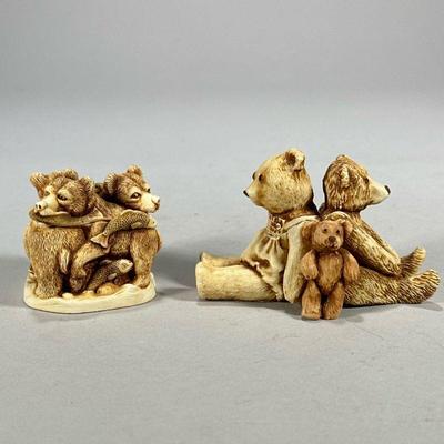 (2pc) Harmony Kingdom & Other Boxes | Hand-carved crushed marble trinket keepsake boxes including a Harmony Kingdom “Life’s a Picnic”...