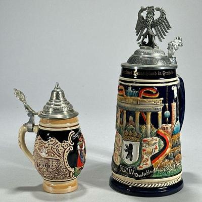 (2pc) German Steins | Including a 1999 WW-Team limited edition stein no. 524/9000 with a pewter lid, and a smaller Steinam Phein marked...