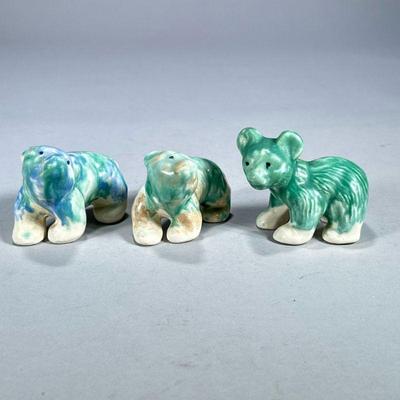 (3pc) CARRIG WARE CERAMIC BEARS | Carrig Ware pottery colorfully glazed ceramic bears made in Ireland. - l. 3.75 x w. 2 x h. 3 in...