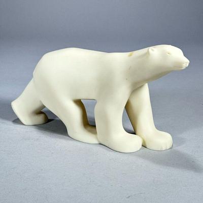 François Pompon Reproduction Bear | Polar bear statue signed MMA 1984. - l. 9 x h. 4.5 in

