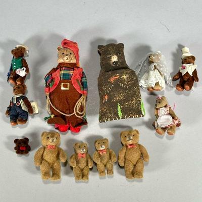 Collection Soft Bears | Including a family of bears each with clothes and accessories, a family of bears with bows, a farmer bear, and a...