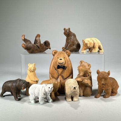 LARGE GROUP RUSSIAN & OTHER CARVED BEARS | l. 5.5 in

