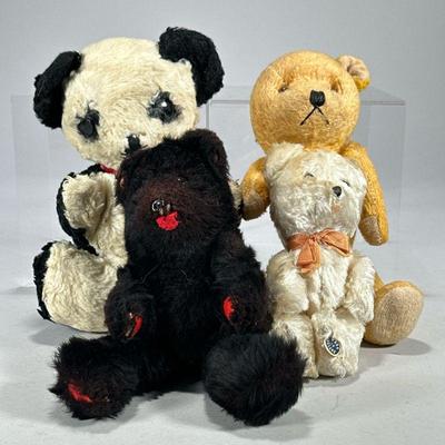 (4pc) VINTAGE PLUSH TEDDY BEARS | Including a white bear with 