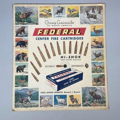 Federal Fire Cartridges Poster | Game Animals of America cardstock poster: Federal Center Fire Cartridges. - w. 18 x h. 20.5 in

