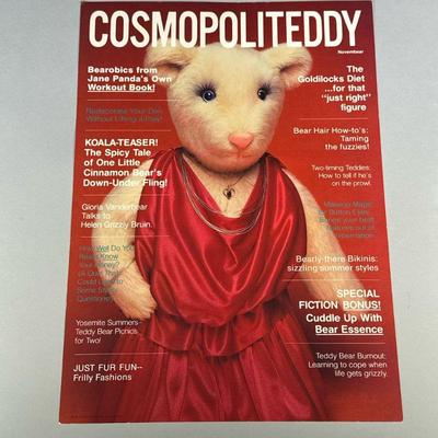 Cosmopoliteddy Poster | Hallmark 1984, poster of a faux magazine cover with bear-themed puns. - w. 14 x h. 19.5 in

