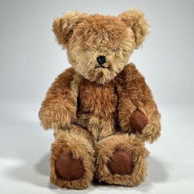 Articulating Stuffed Bear | Vintage stuffed bear with articulated joints (arms, legs, and head), with no apparent tag or label. - w. 10 x...