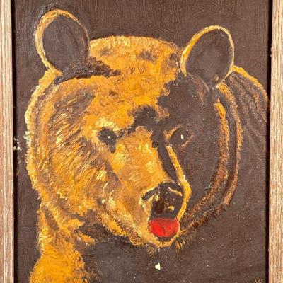 SIGNED OIL PAINTING | Grizzly. Oil on canvas. Signed and dated on the bottom "Beverly 1961" - l. 22 x w. 18 in (frame)

