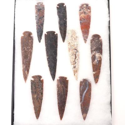 Group of Ten Native American Spearheads