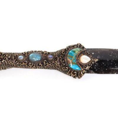 Galaxy Obsidian Dagger w/Rock Quartz