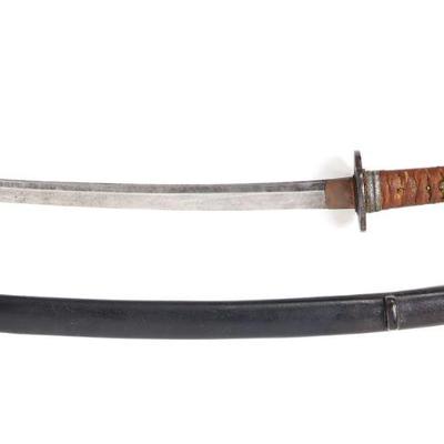 Large Wakizashi Sword w/ Scabbard, Koto Period