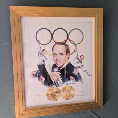 Lot #93 - Limited Edition Miles Handiman Signed Original Watercolor of Scott Hamilton American Figure Skating Olympics