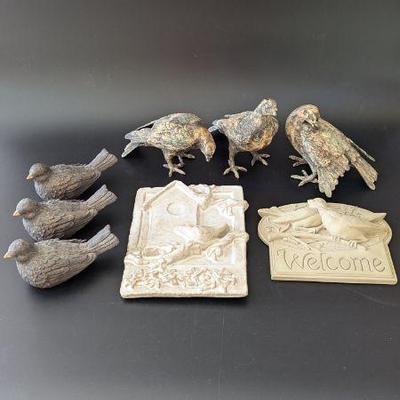 Lot #150 - Japanese Hand Cast Bronze Pigeons, Decorative Bird Figurines & Plaques Lot