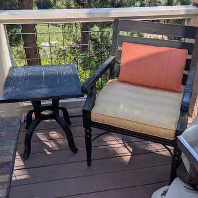 Lot #74 - Patio Chair with Cushion & Side Table
