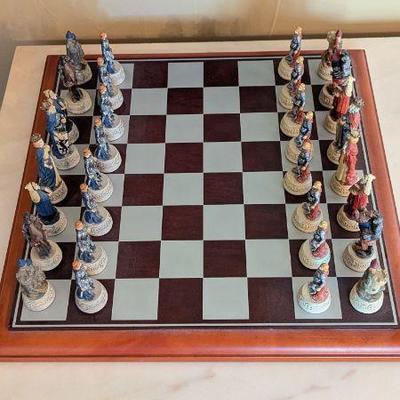 Lot #37 - Collectors Decorative Chess Set - Hand-Painted Figurines on Classic Board