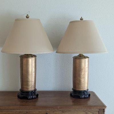 Lot #98 - Gold Finish Dimmable Table Lamps