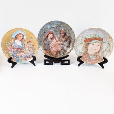 Lot #29 - Edna Hibel Collector Plates: "Lily," "1987 Christmas Plate," "Wendy"