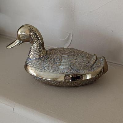 Lot #114 - Decorative Brass Duck Lidded Dish