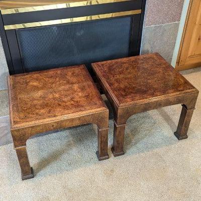 Lot #14 - Pair of Burled Wood Side Tables