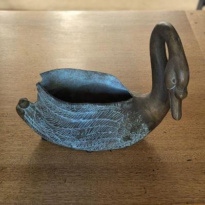 Lot #63 - Vintage Metal Swan Planter