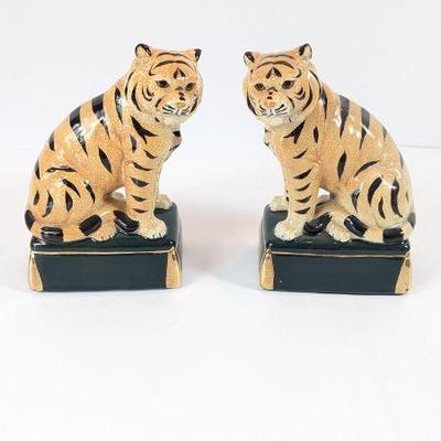 Lot #23 - Vintage Takahashi Ceramic Tiger Bookends