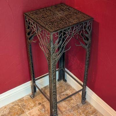 Lot #87 - Decorative Tree Design Accent Table - Unique Metal Stand with Branch Motif