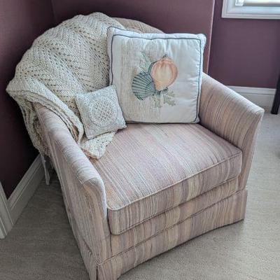 Lot #125 - Herendon Armchair with Super Soft Blanket & Throw Pillows