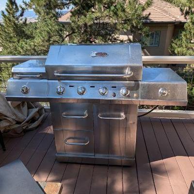 Lot #76 - Char-Broil Infrared Gourmet Propane/Gas Grill With Side Burner, Plus Cover, Grilling Planks & Smoking Chips