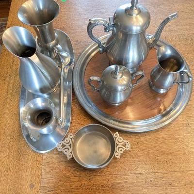 Lot #34 - Collectors Pewter Lot - Teapots, Creamers, Platters & More