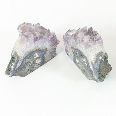 Lot #19 - Set of Amethyst Crystal Geode Bookends