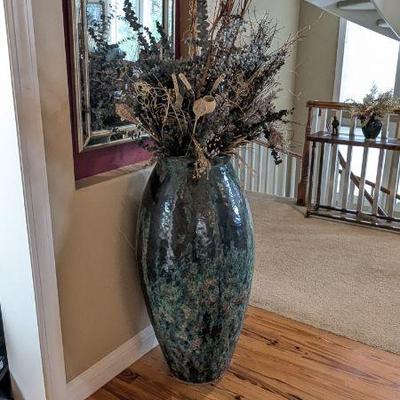 Lot #1 - Large Decorative Vase with Dried Floral Arrangement