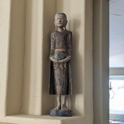 Lot #66 - Wood Carved Buddha by Michael Handler