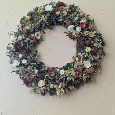 Lot #67 - Huge 55" Floral Decorative Wreath - Beautifully Crafted with Dried Flowers and Foliage