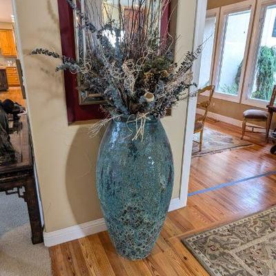 Lot #2 - Large Decorative Vase with Dried Floral Arrangement 