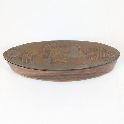 Lot #26 - Vintage Decorative Hardwood Box with Metal Top by Lee & Naomi Peck