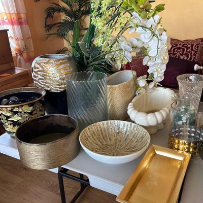 Beautiful bowls and vases. Crystal, florals