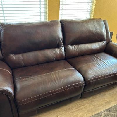 Brown leather sofa