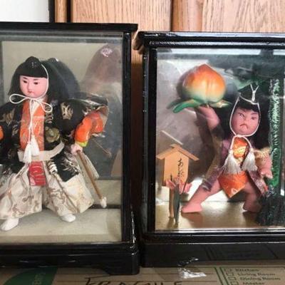 KFT024 - Vintage Boys Day Japanese Dolls in Glass Cases