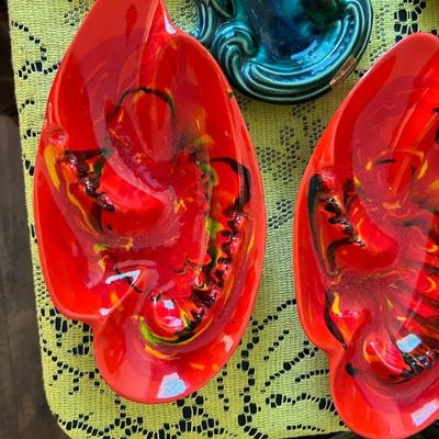MCM • Red • Ceramic • Ash Trays • 11” x 6” • $22.50 ea • (2 available)
