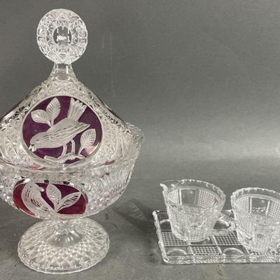 Lot 458 | Vintage Hofbauer Crystal Birds Candy Dish & More
