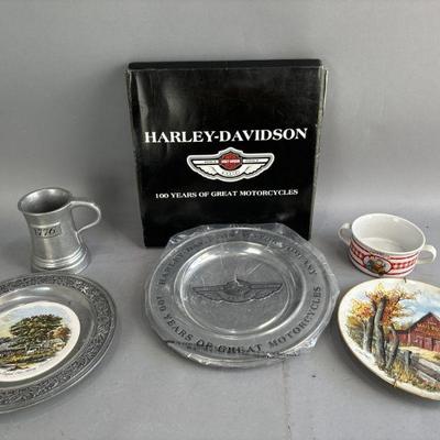Lot 324 | Vtg Harley-Davidson Pewter Plate & More
