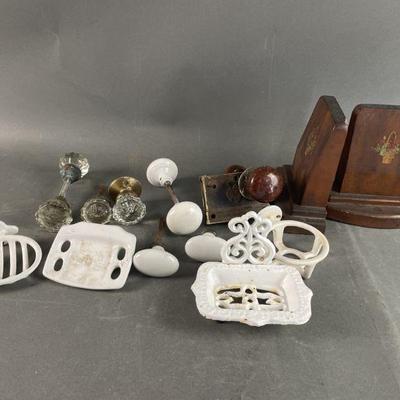 Lot 108 | Doorknobs, Bookends, and Soap Dishes

