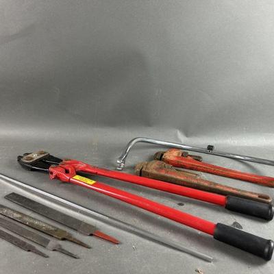 Lot 393 | Tool Lot Bolt Cutter, Wrenches, Files & More
