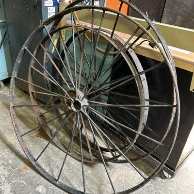 Lot 418 | Vintage Metal Wagon Wheels

