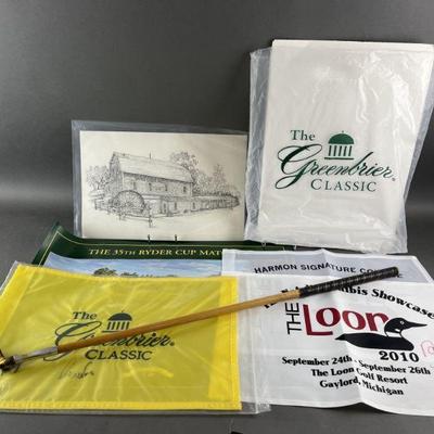 Lot 362 | Golf Lot, Putter, Poster, Signed Flags & More
