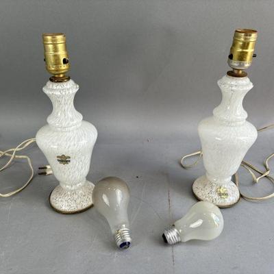 Lot 182 | Vtg Handcrafted French Splatter Art Glass Lamps
